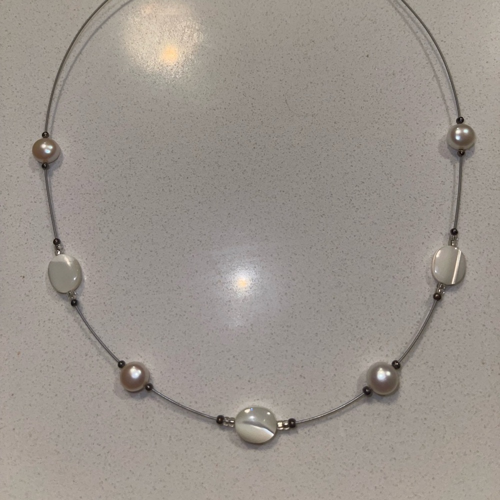 Silpada rose quartz freshwater pearl necklace